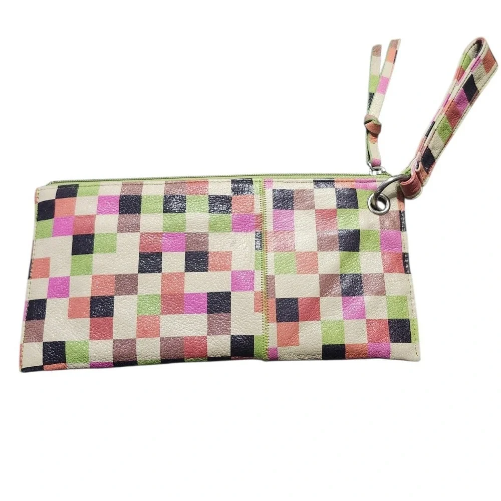 Hobo The Original Vida‎ Clutch Wallet  Patchwork Checkered Leather Wristlet